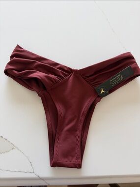 NWT Victoria's Secret Swim Wine Ruched Cheeky Bikini Bottom